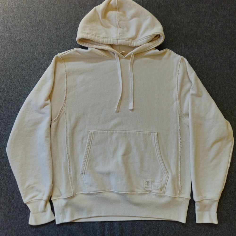 Champion Reverse Weave Natural State Hoodie Size Medium Raw Seam EUC Heavyweight